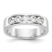 0.75ct. CZ Solid Real 14K White Gold 5-Stone Channel Wedding Band Ring