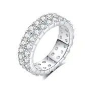 1.7 CTTW Moissanite Wedding Band Ring, 6mm Double Row Eternity Promise Ring f...