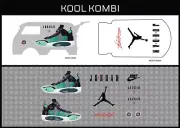 HotWheels(1/64), Kool Kombi "Air Jordan 034" Waterslide,PrintedWhiteFirst,Decals
