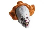 Pennywise IT The Stephen King Movie Horror Clown Men Costume Overhead Mask Hair