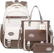 [Tanou] School Backpack Girls Backpack for Teenagers, School Bag Set with School Bag and Pencil Case, Children's School Bag Casual Daypack School Bag for Girls Women