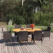Kitchen Furniture Set, Balcony Furniture with Table, 7 Piece Garden Dining Set for Porch, Poolside, Deck, Garden, 150 x 100 x 74 cm, Brown