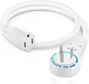 Maximm'S 1 Foot White Flat Plug Extension Cord - 360° Rotating Single Outlet, In