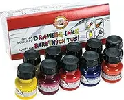 KOH-I-NOOR 10 x 20 g Set of Coloured Drawing Ink