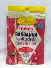 Vintage KMART Classic Cotton Men's Red White Bandana Handkerchief 2 NOS USA