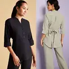 Ladies Black Womans Linen Tunic Nurse Beautician Beauty Salon Spa Size 16 20 22