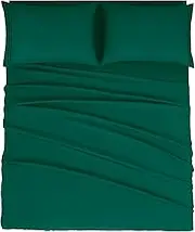 Mejoroom King Size Bed Sheet Set - Hotel Luxury 1800 Bedding Sheets & Pillowcases - 16" Deep Pocket Fitted Sheet, Soft, Wrinkle& Breathable, Fade Resistant - 4 Piece(King, Emerald Green)