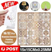 16/32Pcs Mandala Painting Stencils Drawing Templates Windows Floor Wall DIY Deco