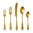 Pioneer Woman Flatware Mazie Stainless Steel 5pc Set Gold Color Silverware New