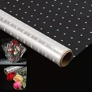 Aupoint Extra Large Cellophare Wrapping Roll 80cm x 15m (80cm Width Folded into 40cm) ,Thick Plastic Transparent Wrapping Paper for Gift Baskets, Flower Bouquets, Arts & Crafts,2.3 Mil Transparent Cellophane Wrapping for Toys (White spot)