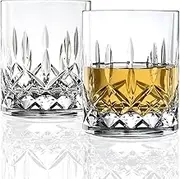 Unbreakable Old Fashioned Glasses Set of 2 Crystal Clear Plastic Whiskey Glasses Shatterproof & Dishwasher Safe Stemless Short Wine Glasses Tumblers for Scotch Cocktail Cognac Liquor (A)