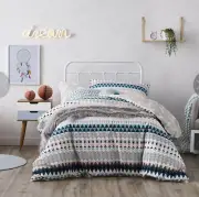 Adairs Kids SINGLE Quilt Doona Cover Set TRIBAL FEATHER with 1 Pillowcase BNWT