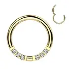 Piercing Ring Golden Six Rhinestone ( Daith, Septum)