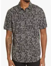 RVCA Men's JUNGLE FUZZ S/S Button Shirt - BLK - Medium - NWT