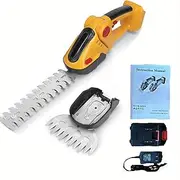 Handheld Lawn Trimmer, 400W Lightweight Mini Lawn Mower, Suitable for 13000Rpm Cordless Hedge Trimmer with Battery with 2 Interchangeable Blades and 2 Rechargeable Batteries, Suitable for Garden