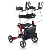 Altus Premium Upright Rollator Walker with Forearm Support and Seat - Red | Rollator - Red | Rollator