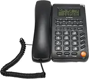Wired Telephone with Skid, Corded Phone with Big Oval for Elderly, Landline Telephone for Hotel (Black)