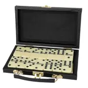 Kicko Domino Set - Premium Classic 28 Pieces Double Six in Durable Wooden Brown