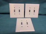 3 NEW TAYMAC WJW-TT METAL DOUBLE JUMBO TOGGLE WALL PLATE 5.5 ×5.5 SMOTH WHITE