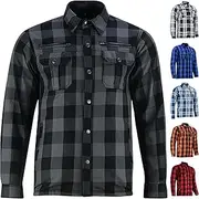 Daniel Smart Men’s Motorcycle Shirt All Season Sporty Armored Flannel Shirt – Water Resistant and Durable