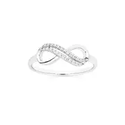 Silver Pave Cz Double Infinity Ring Size O in Clear