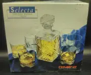 New 7 piece Whisky Set decanter + 6 Tumblers 9.5 Oz SELECTA / Bormioli Glass