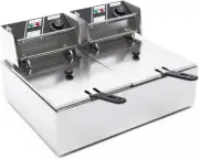 Electric Fryer 5000W 22.8QT Commercial Dual Tank Electric Deep Fryer Kitchen wit