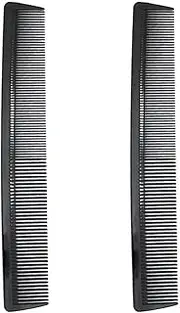 Carbon Fiber Cutting Comb - Professional 8.3" Anti-Static Heat Resistant Hair Dressing Tool for All Types, Fine and Wide Tooth Barber Comb, 2 Pack