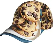 [YANYU] Cookies Food Chocolate Chips Biscuits Print Adjustable Snapback Hat Baseball Cap Comfortable and Stylish for Men and Women, Black, One Size