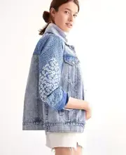 Anthropologie Avec Les Filles Patchwork Selvedge Denim Jacket Floral Coat XS NWT