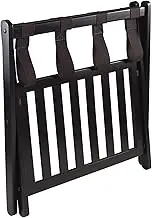 Suitcase Stand with Bottom Shelf,Vintage Luggage Rack for Guest Room Wooden Folding Suitcase Luggage Stand,Foldable Luggage Rack for Hotel Home Black