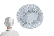 Mulberry Silk Sleep Cap for Women Double Layer Silk Night Bonnet for Sleeping Curly Hair-Gray