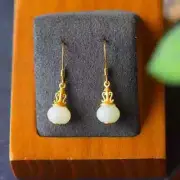 Aquarius Vintage Earrings Classical Chinese Style Hetian Jade Earrings Women