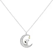 [Peanuts] Snoopy in Moon Women's Silver Necklace Fan Merch TV Series Cartoon