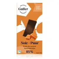 在飛比找PChome24h購物優惠-GALLER伽樂85% 醇黑焦糖夾心巧克力80g