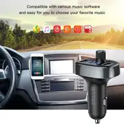 Baseus Handsfree Wireless Bluetooth FM Transmitter MP3 Music Player Dual USB Car Charger Adapter (Black)
