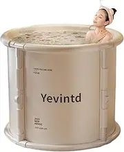 Portable No Installation Adult Bathtub - Foldable SPA Tub, Soaking Free Standing 6-Layer PVC for Temperature Maintenance, Ice Plunge Bath for Indoor or Outdoor (Rice White)