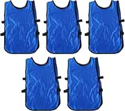 5PCS Pinnies Scrimmage Vests Team Practice Jersey Child Youth Teen Kids Scrimmage Vest Soccer Pinnies Youth Team Practice Vests Sports Bibs(Blue)