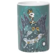 NOW DESIGNS DANICA BIRDLAND TALL MUG PEACOCK WOLF BUNNY TURQUOISE GREY 14OZ.