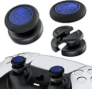 PlayRealm NO Falling Off Thumbstick Extender & Silicone Grip Cover 2 Sets for PS5 & PS4 Controller (Cthulhu Blue)