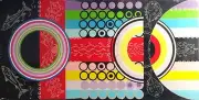 Australian original non aboriginal painting abstract 50 x 103 cm acrylic 1998