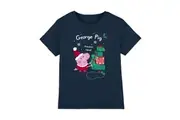Peppa Pig Childrens/Kids George Pig Present Christmas T-Shirt (Navy) - UTTV5023