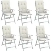 Highback Chair Cushions 6 pcs Melange Cream 120x50x4 cm Fabric