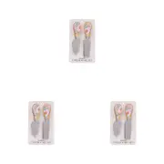 3x 2pc Splosh Picnic 13x2.5cm Spring Floral Cheese Knife Set Bamboo Handle
