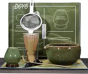 DGYB 7 Pcs Matcha Whisk Set, 15 OZ Cute Matcha Bowl with Spout, Matcha Set Whisk and Bowl, Matcha Scoop Stainless Sifter and Tea Towel for Making Latte, Matcha Gift Set for Matcha Lover