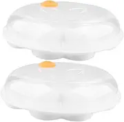 LALADEFIEE 2Pcs Heart Shape Egg Tray Microwave Oven Accessories for Cooking Heat Resistant Egg Maker for Easy Poached Eggs Safe Kitchen Gadget White