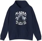 [X.Style] Alaska is Calling and I Must Go, Alaskan Bear and Nature ds009 Hoodie Navy XL