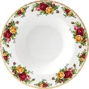[Royal Albert] Old Country Roses Rim Plate Gift-Vintage Fine Bone China Soup Serving Bowl-Large Size-Floral Pattern, 25cm, Multi, 24cm