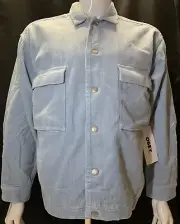 NWT Obey Men's Corduroy Jacket GOOD GREY THEO CORD Size M LIGHT BLUE TRUCKER