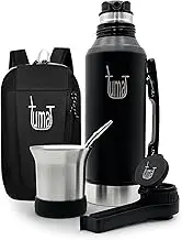 Complete Yerba Mate Kit - 1.2L Thermos With Mate System, Cup, Clip Spout, Straw (Bombilla), and FREE Backpack - Premium Stainless Steel Set To Go